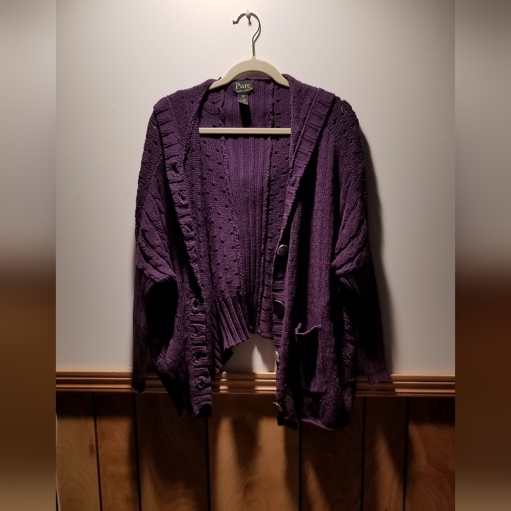 šš„HOST PICKš„Pure Handknit brand button up cardigan with hood - Picture 8 of 9
